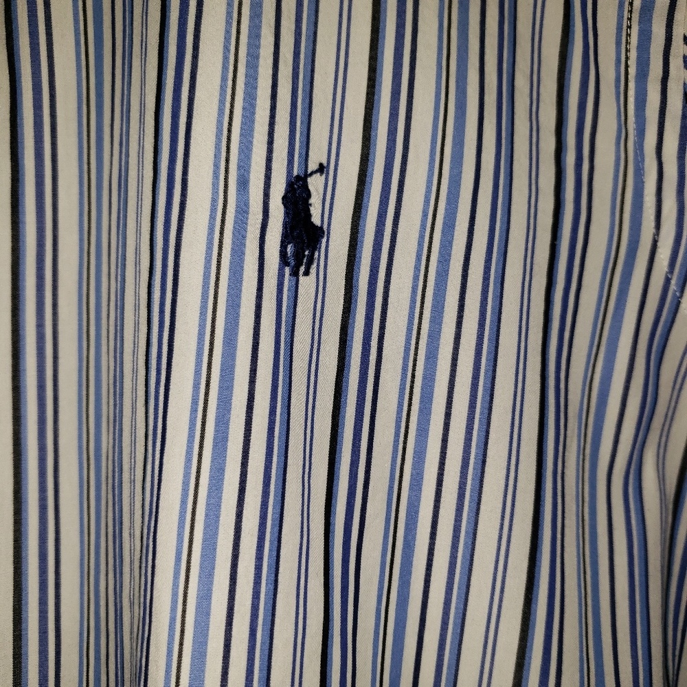 Ralph Lauren Blue Stripped Button Down Long Sleeve Shirt - Picture 3 of 5